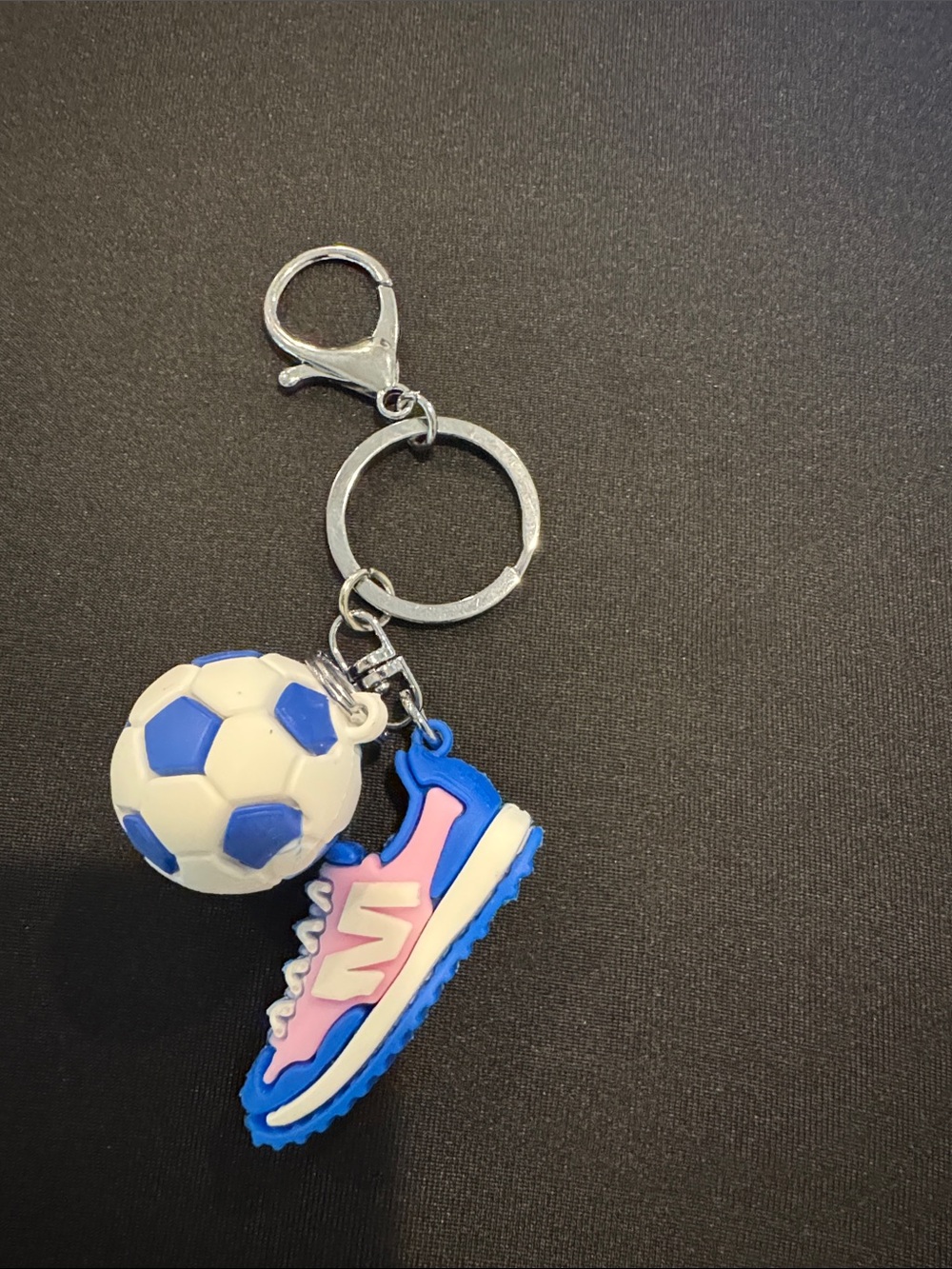 Source Unknown Blue and Pink Soccer Shoe & Ball Keychain